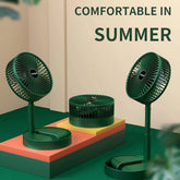 Portable Folding Fan, Rechargeable Standing Pedestal USB Fan, 3 Speeds, 3000mAh Battery Operated Fan for Home, Camping, Outdoor and Office, 6.5-Inch(Green)