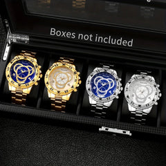 【Elite Choice】 New Men's High-end Business Gold & Silver Belt Large Dial Fashion Quartz Watch