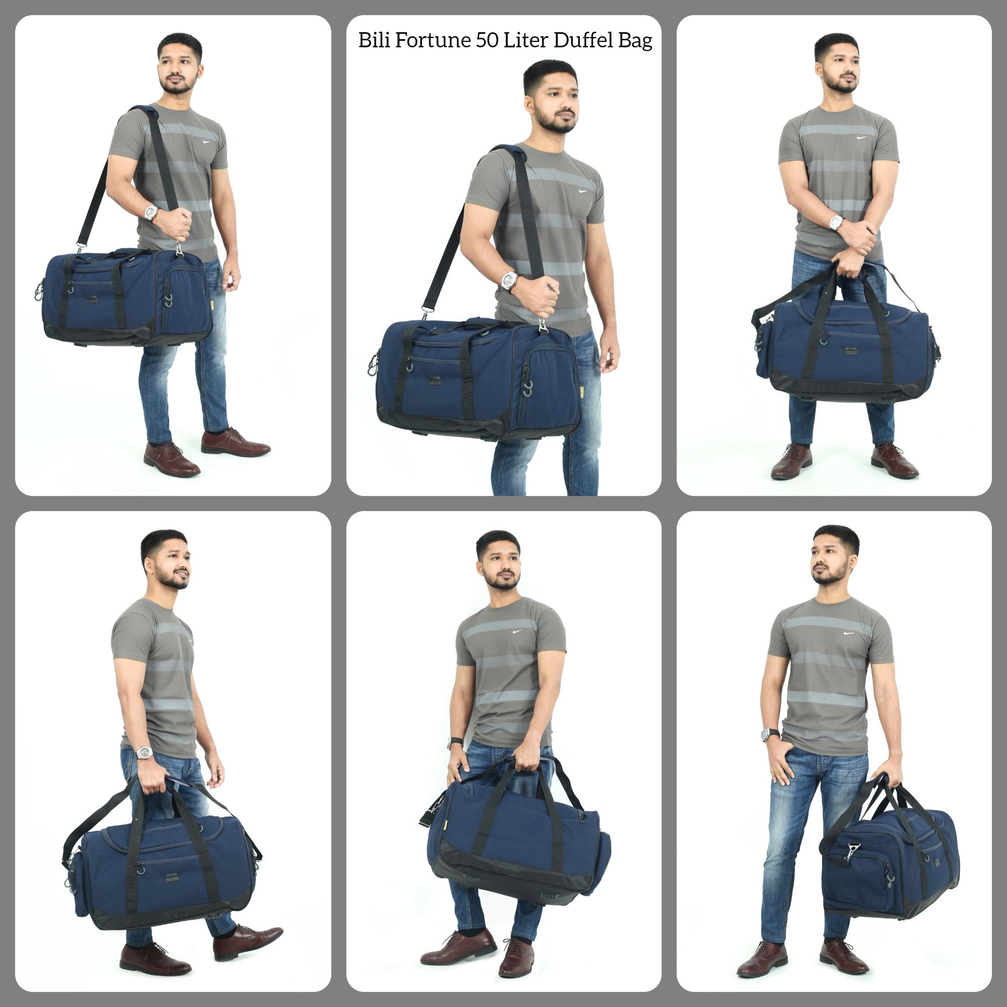【Authenticity Guarantee】Bili Online Fortune 50L Waterproof Travel Duffel Bag for Men & Women – Large Weekender Luggage Bag with Shoe Compartment | Premium Duffle for 7-8 Day Trips | Gym, Camping & Touring 7-8 Day Trips | Men & Women Travel Duffle