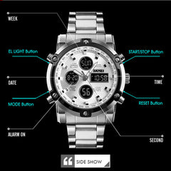 【Online Customer Service】SKMEI Fashionable Quartz Waterproof Dual Display Watch 1389