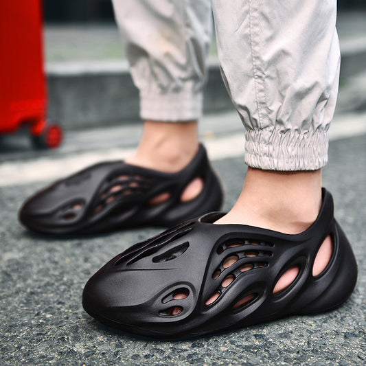 Couple's Large Size Solid Color Coconut Holes Shoes