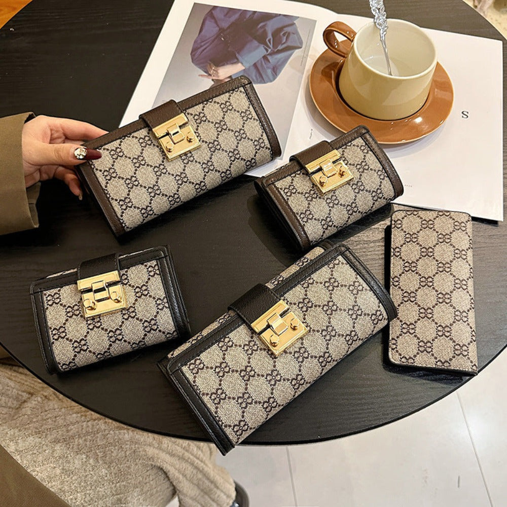 Ladies' New Style Multi-card Slots Three-fold Buckle Short and Long Wallet